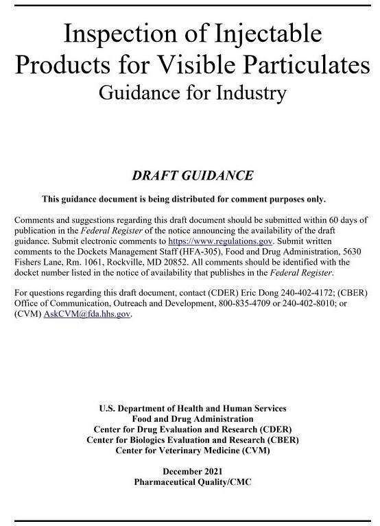 解讀美國FDA《注射劑可見異物檢查行業(yè)指南（草案）》可見異物