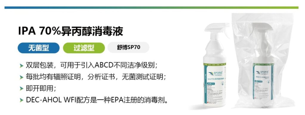 舒博(SPORIS?)無菌70%異丙醇消毒劑，藥企強(qiáng)效、安全
